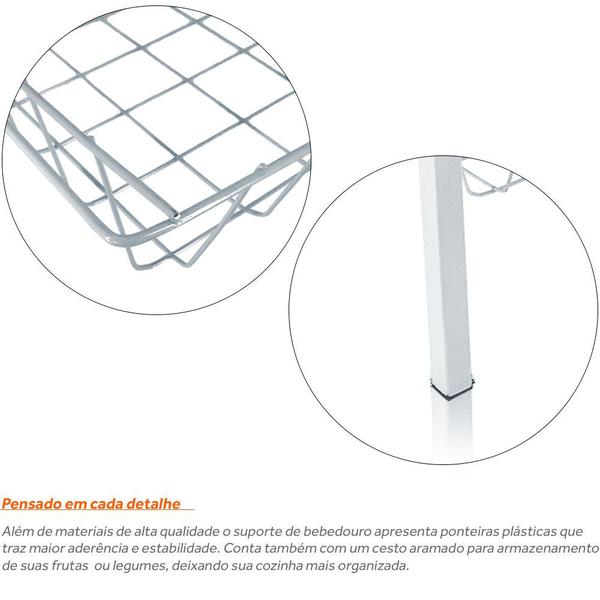 Suporte Bebedouro Botijão Mini Balcão Cesto E Tampo Branco - Genus Móveis Imagem de Suporte Bebedouro Botijão Mini Balcão Cesto E Tampo Branco