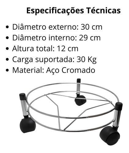 Imagem de Suporte Botijão De Gás Reforçado Aço Cromado Com Rodinhas