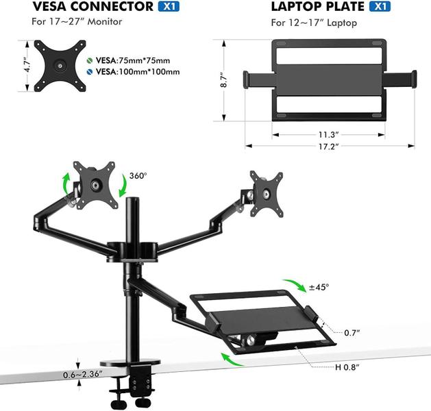 Imagem de Suporte/Braço Articulado P/2 Monitores E Notebook