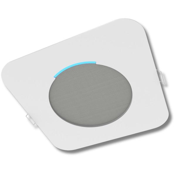 Imagem de Suporte Branco Quadrado de Teto para Embutir Assistente Virtual Compatível Com Alexa Echo Pop - ARTBOX3D