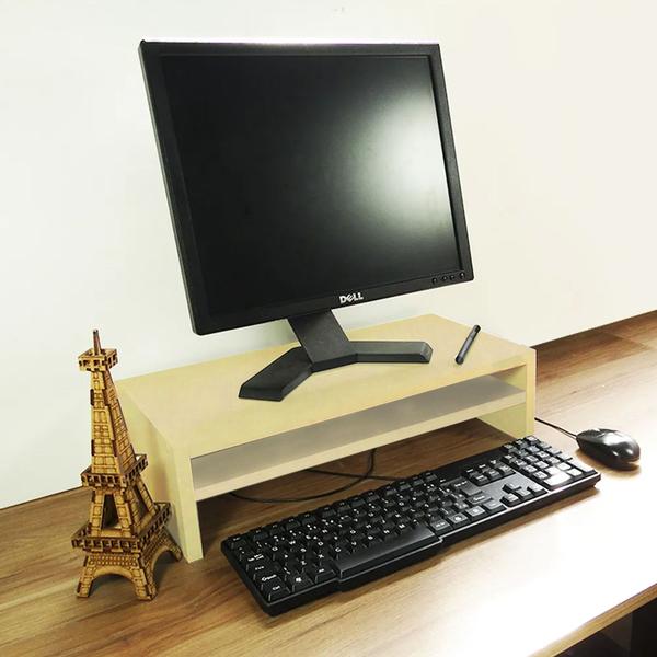 Imagem de Suporte C/ Prateleira Para Monitor Natural Em Mdf