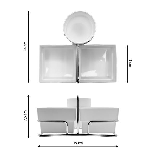 Imagem de Suporte Café Porta Sachê Duplo Mexedor Organizador Prateado