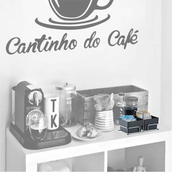 Imagem de Suporte Café Porta Sachês De Chás Açúcares Colheres Aço