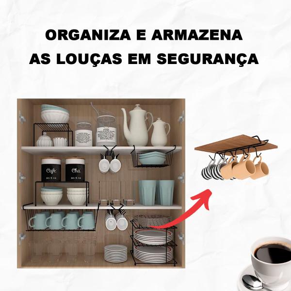 Imagem de Suporte Caneca e Xícaras Suspenso Organizador de Armário