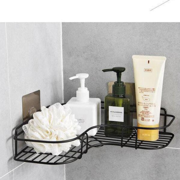 Imagem de Suporte Canto De Banheiro / Cozinha Porta Shampoo Porta Condimentos Adesivo Metal Resistente