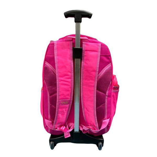 Imagem de Suporte Carrinho Mochila 43cm Rodinha Silicone Escolar Rosa