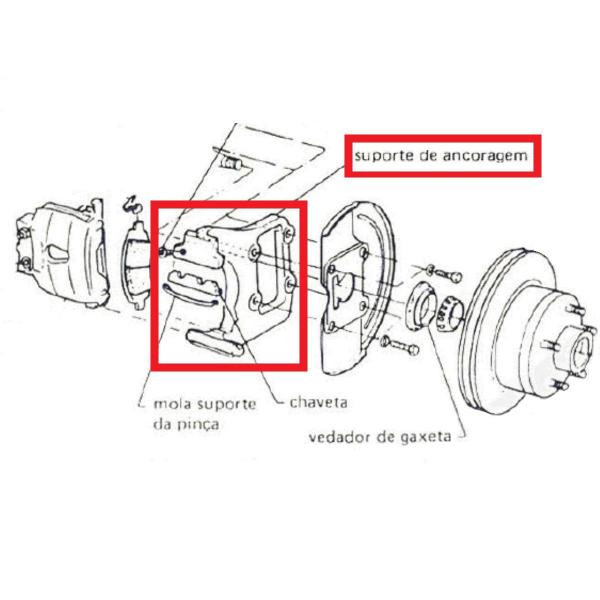 Imagem de Suporte cavalete da pinça de freio dianteiro direito ford f100 f1000 f2000 1979 a 1992