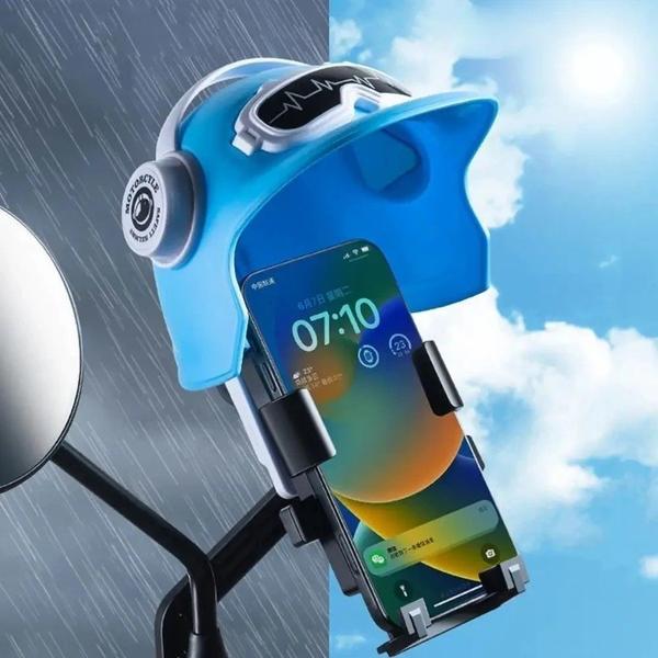 Imagem de Suporte Celular Moto Bike Universal Proteção Contra Reflexo Cor Azul-celeste