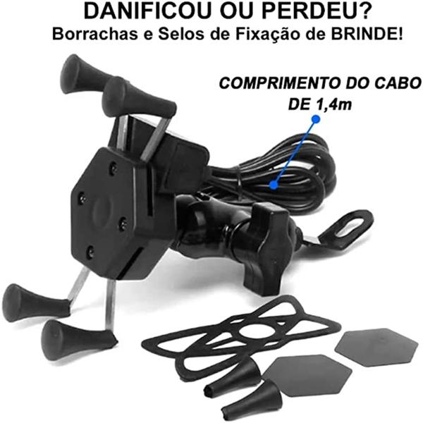 Imagem de Suporte Celular Moto Com Carregador Universal Usb Garra X M6S