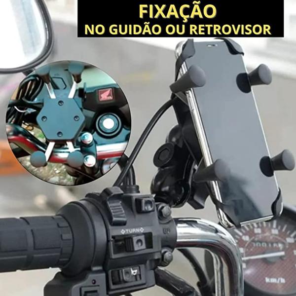 Imagem de Suporte Celular Moto Com Carregador Universal Usb Garra X M6S