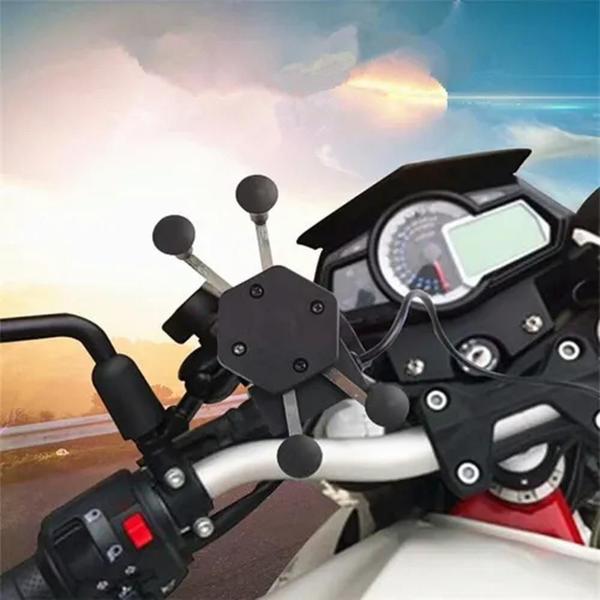 Imagem de Suporte Celular Moto com USB Garra p/ Retrovisor ou Guidão