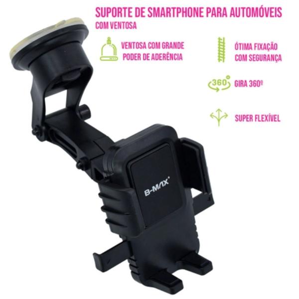 Imagem de Suporte Celular Veicular Trava Automática Vidro Painel Carro