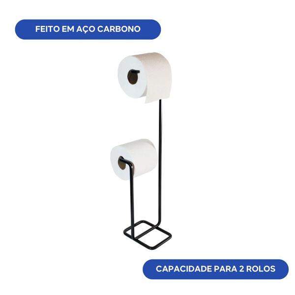 Imagem de Suporte Chão Porta Papel Higiênico 2 Rolos Banheiro Lavabo