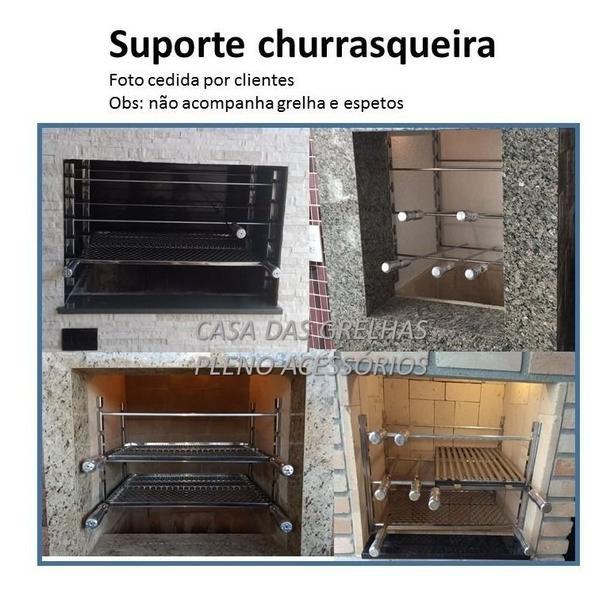 Suporte Churrasqueira 5 Níveis inox com 4 Tubos Alum 75cm - Plenitude Imagem de Suporte Churrasqueira 5 Níveis inox com 4 Tubos Alum 75cm
