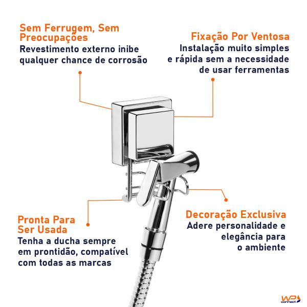 Imagem de Suporte Chuveirinho Ducha Higiênica Fixação Ventosa - Wp