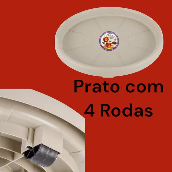 Imagem de Suporte com Rodas Prato Para Vaso Cinza Taupe 35cm