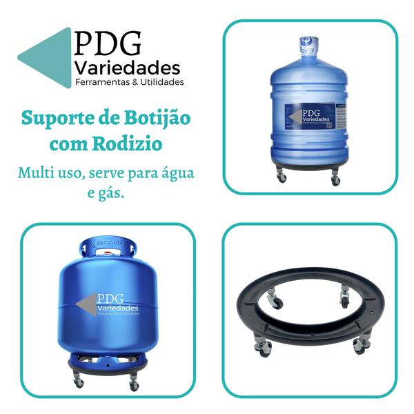 Imagem de Suporte com Rodinha Para botijão de gás anti-risco reforçado