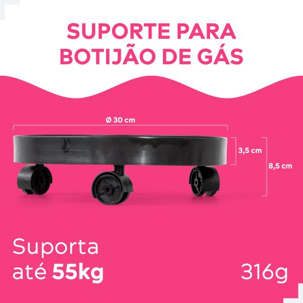 Imagem de Suporte com Rodinhas para Botijão de Gás, Vasos de Plantas e Galões de Água - Super Resistente