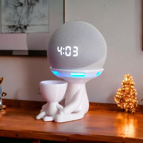 Imagem de Suporte compativel com Alexa Echo Dot 4 ou Echo Dot 5. Tema Robert decoração criativa, escultura