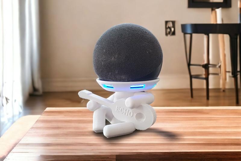 Imagem de Suporte compativel com Alexa Echo Dot 4 ou Echo Dot 5. Tema Robert decoração criativa, escultura