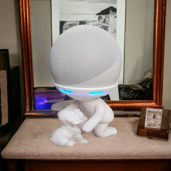 Imagem de Suporte compativel com Alexa Echo Dot 4 ou Echo Dot 5. Tema Robert decoração criativa, escultura