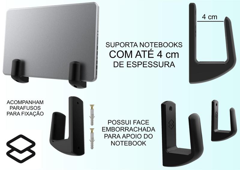 Imagem de Suporte Compatível Com Notebook Fechado 40mm Vertical Parede