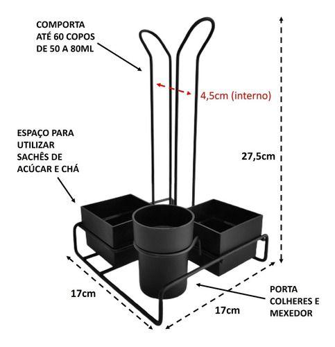 Imagem de Suporte Copo Café Porta Sachês De Chás Açúcares Colheres Aço