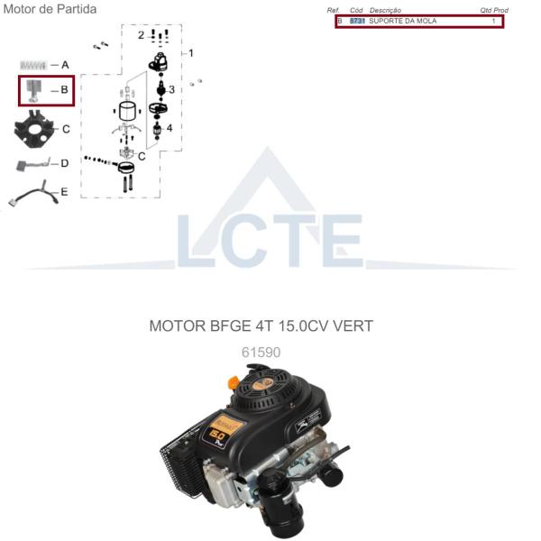 Imagem de Suporte da mola Motor BFGE 4T 15.0CV Buffalo vertical 