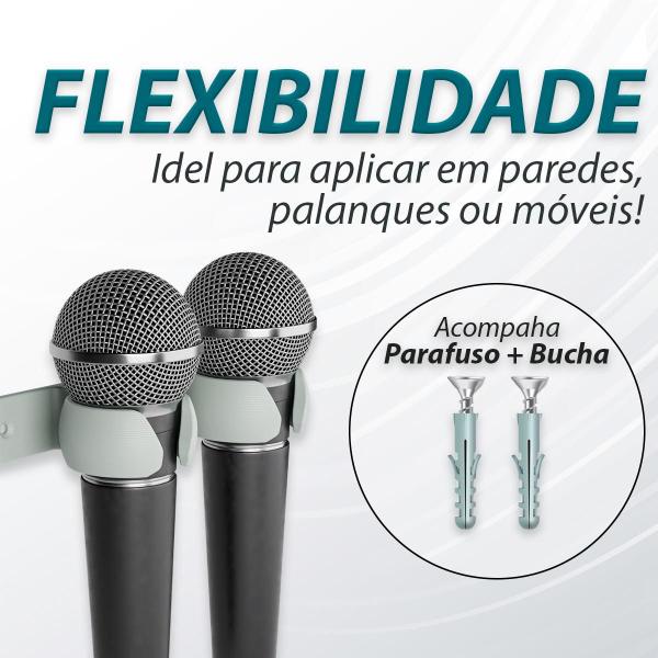 Imagem de Suporte de 2 Microfone de Parede  Gancho Multifuncional Estúdios e Home Studio