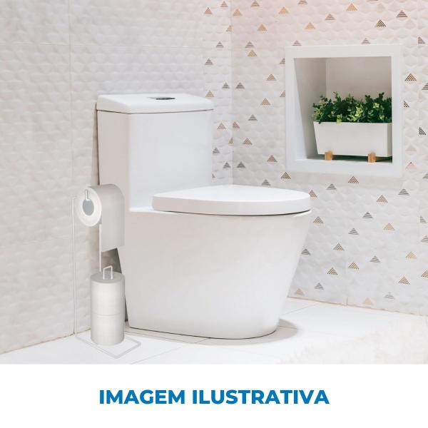 Imagem de Suporte de Aço Para Papel Higiênico De Chão Piso 3 Rolos Reserva Banheiro Lavabo Casa