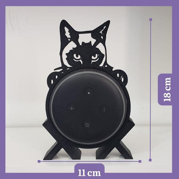 Imagem de Suporte de Alexa para Echo Dot 4 "Gato" Modelo 2 Preto