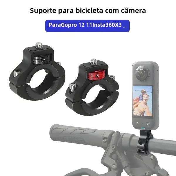 Imagem de Suporte de Alumínio para Guidão de Bicicleta - GoPro 12/11/10/9/8, Insta360 One X3/X2 e DJI Osmo