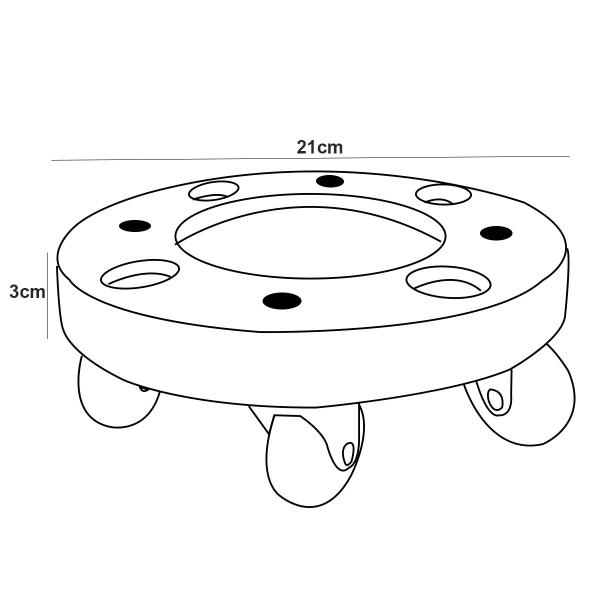 Imagem de Suporte de Alumínio Redondo com Roda Silicone para Vaso 20cm