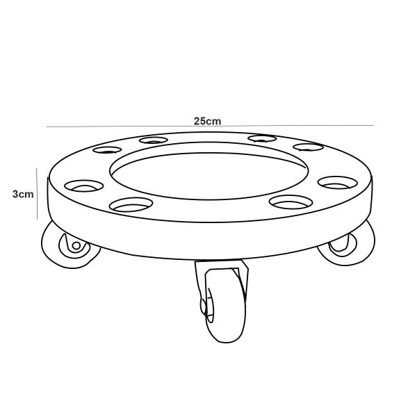 Imagem de Suporte de Alumínio Redondo com Roda Silicone para Vaso 25cm