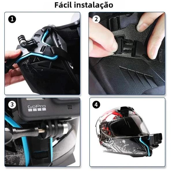 Imagem de Suporte de Capacete para GoPro Hero 11/10/9/8/7/6/5/4/3 e Câmeras de Ação Yi