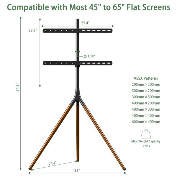 Imagem de Suporte de cavalete de TV UPGRAVITY, com altura ajustável, telas de 45 a 65 polegadas