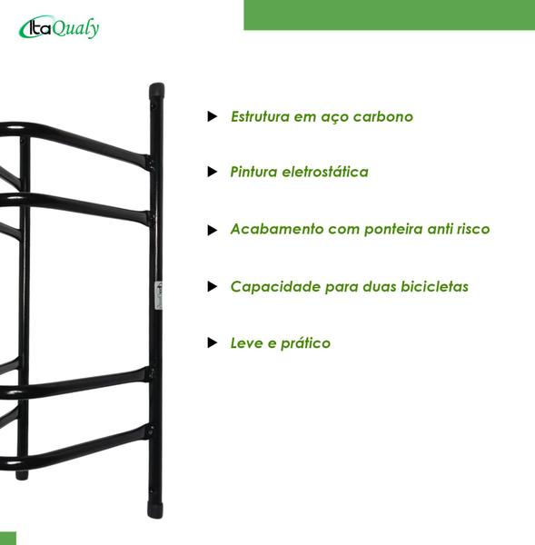 Imagem de Suporte De Chão Para Bicicleta Com 2 Vagas - Preto