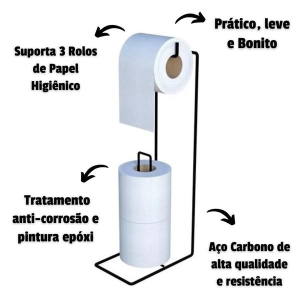 Imagem de Suporte De Chão Porta Papel Higiênico Para 3 Rolos