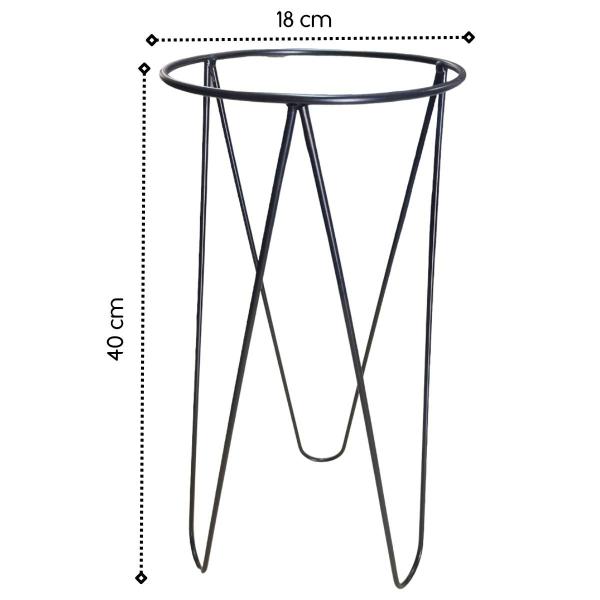 Imagem de Suporte de Chão Tripé para Vaso 18 (40cm) Preto - JC JARDIM