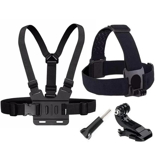 Suporte de Cinto de Cabeça e Peitoral J-Hook para GoPro Hero 12/11/10/9/8, Xiaomi Yi 4K e SJCAM SJ4000 Imagem de Suporte de Cinto de Cabeça e Peitoral J-Hook para GoPro Hero 12/11/10/9/8, Xiaomi Yi 4K e SJCAM SJ4000