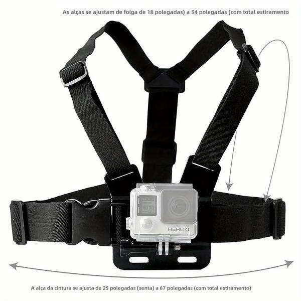Suporte de Cinto de Cabeça e Peitoral J-Hook para GoPro Hero 12/11/10/9/8, Xiaomi Yi 4K e SJCAM SJ4000 Imagem de Suporte de Cinto de Cabeça e Peitoral J-Hook para GoPro Hero 12/11/10/9/8, Xiaomi Yi 4K e SJCAM SJ4000