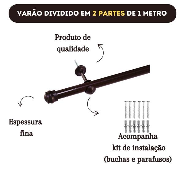 Imagem de Suporte De Cortina 2 Metros 19mm Kit Completo Instalação