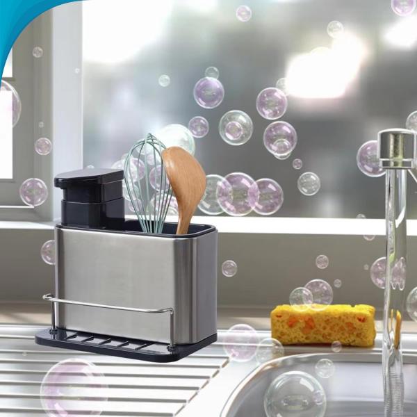 Suporte de Detergente e Esponja para Cozinha Prático e Resistente Ideal para o Lar - Atena Imagem de Suporte de Detergente e Esponja para Cozinha Prático e Resistente Ideal para o Lar