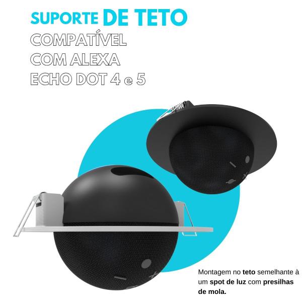 Imagem de Suporte de Embutir no Teto Compatível com Alexa Echo Dot 4 e 5 - ARTBOX3D