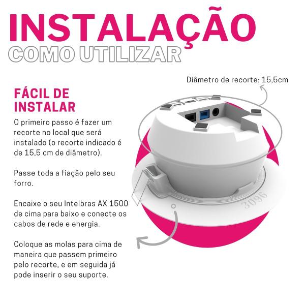 Imagem de Suporte de Embutir no Teto Compatível com Roteador Mesh Intelbras AX1500 - ARTBOX3D