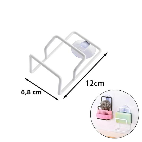Imagem de Suporte de Esponja de Cozinha Autoadesivo em Aço Inoxidável - Com Ganchos e Rack de Secagem