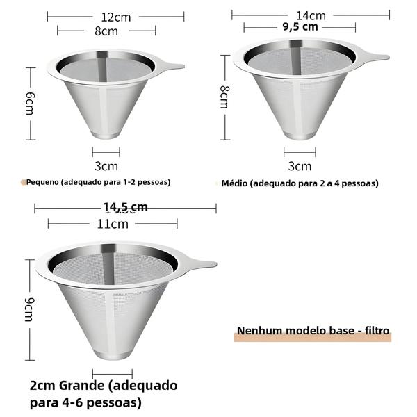 Imagem de Suporte de Filtro de Café de Aço Inoxidável - Dupla Camada com Cesta de Malha Fina