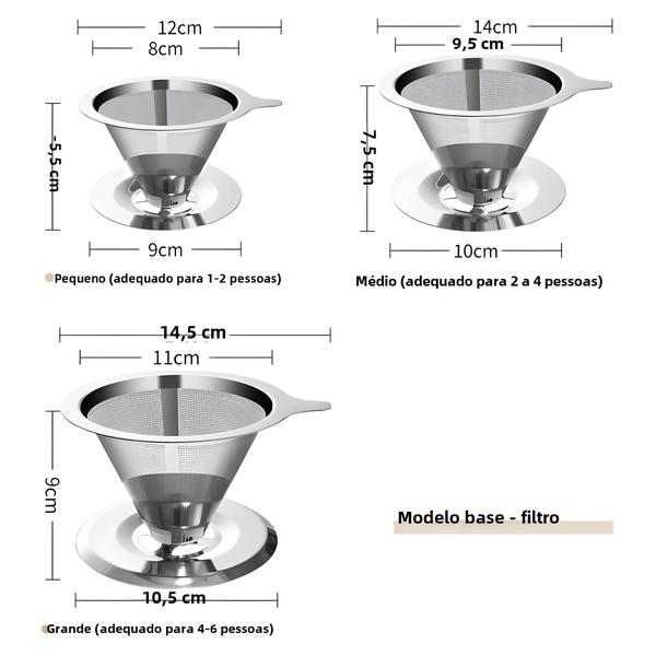 Imagem de Suporte de Filtro de Café de Aço Inoxidável - Dupla Camada com Cesta de Malha Fina