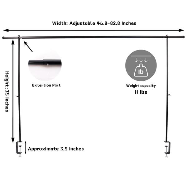 Imagem de Suporte de haste de mesa OSYIN Over The Table 46-82” com braçadeiras pretas