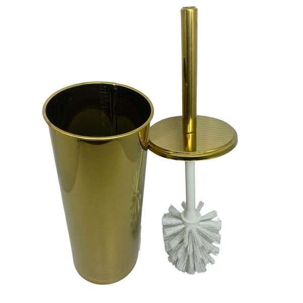 Imagem de Suporte De Inox e Escova Sanitaria com Cerdas Flexiveis - Dourado By Fineza